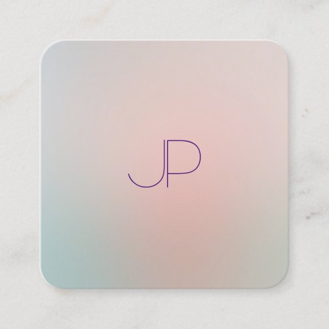 Pastellfarben Template Monogramm Modernes Elegante Quadratische Visitenkarte (Vorderseite)