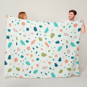 Pastellfarben Terrazzo-Muster Fleecedecke