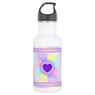 Pastellfarben und violette Herzen schlagen Edelstahlflasche