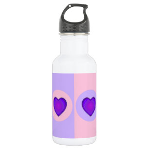 Pastellfarben & violette Herzen schlagen Edelstahlflasche