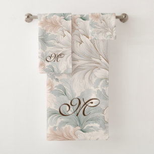 Pastellfarben zarte Blumenmotive Badhandtuch Set
