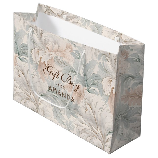 Pastellfarben zarte Blumenmotive Große Geschenktüte (Vorderseite Schrägansicht)