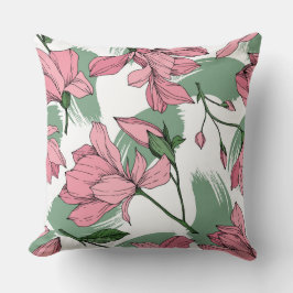Pastellfarben zeichnend Magnolia Salbeirosa Kissen