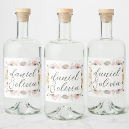 Pastellfarbenblumenhochzeit Alkoholflaschenetikett