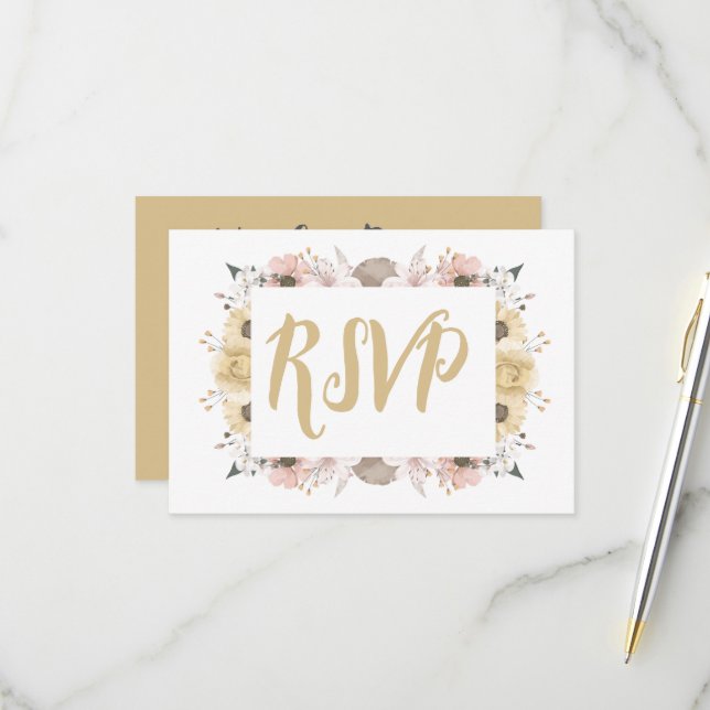 Pastellfarbenblumenhochzeit RSVP Karte (Vorderseite/Rückseite Beispiel)
