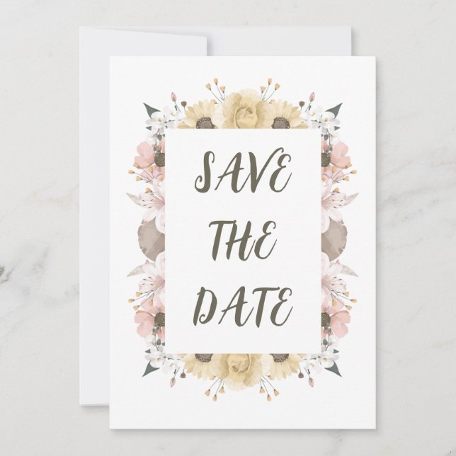 Pastellfarbenblumenhochzeit Save The Date (Vorderseite)