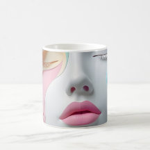 Pastellfarbene abstrakte 3D-Gesichtskunst-Kaffeeta