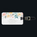 Pastellfarbene Aquamarin rosa Blumenzähne Gepäckanhänger<br><div class="desc">Pastel Aquamarin Pink Wasserfarbe Blumenstempel Maßgeschneiderte Hochzeitsmarke</div>