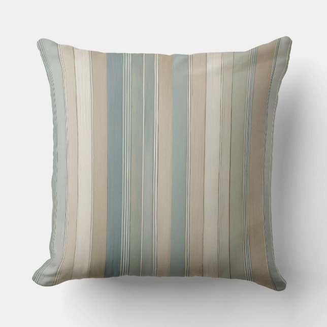 Pastellfarbene Aquamarine Fläche Beige Creme Strei Kissen (Vorderseite)
