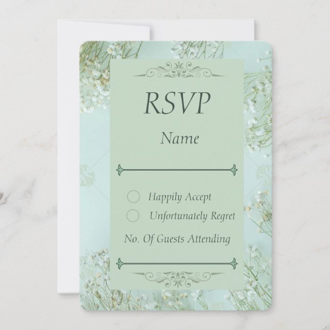 Pastellfarbene Aquamarine weiße Blume Hochzeitskar (Vorderseite)