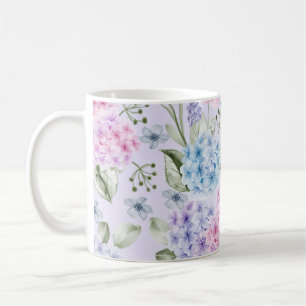 Pastellfarbene Aquarell-Hortensienblüten in Mischf Kaffeetasse