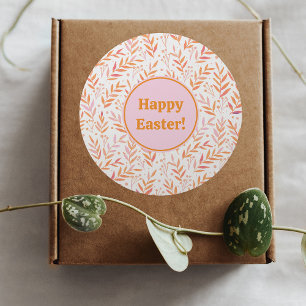 Pastellfarbene Äste Orange und Rosa Oster Runder Aufkleber