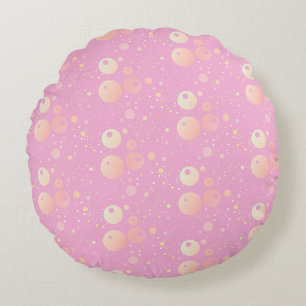 Pastellfarbene, ästhetisch rosa Punktmuster Rundes Kissen