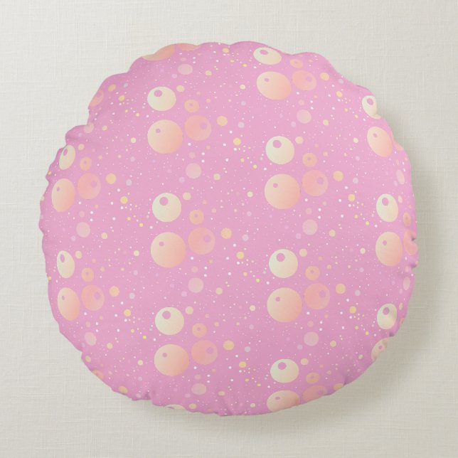 Pastellfarbene, ästhetisch rosa Punktmuster Rundes Kissen (Vorderseite)