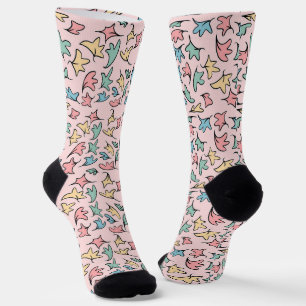 Pastellfarbene Blätter Rosa Socken