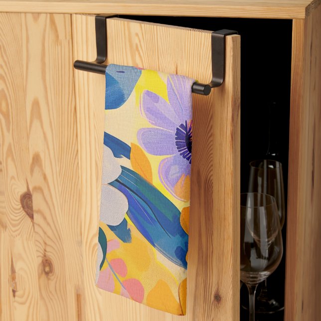 Pastellfarbene Blume Geschirrtuch (Drittel gefaltet)