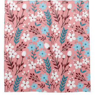 Pastellfarbene Blume Nahtloses Muster mit rosa Duschvorhang