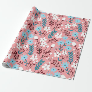 Pastellfarbene Blume Nahtloses Muster mit rosa Geschenkpapier
