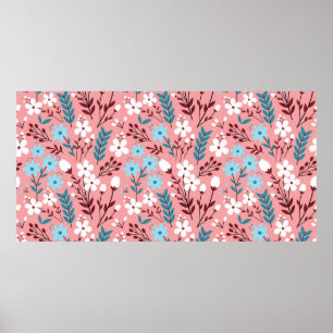 Pastellfarbene Blume Nahtloses Muster mit rosa Poster