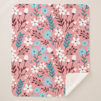 Pastellfarbene Blume Nahtloses Muster mit rosa  Sherpadecke