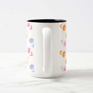 Pastellfarbene Blume Nahtloses Muster Zweifarbige Tasse