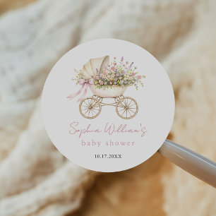 Pastellfarbene Blumen-Kinderwagen Mädchen-Baby-Par Runder Aufkleber