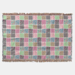 Pastellfarbene Blumen-Quiltquadrate Decke