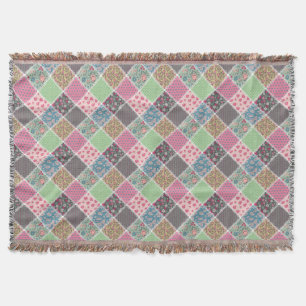 Pastellfarbene Blumen-Quiltquadrate Decke