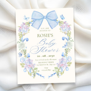 Pastellfarbene Blumen-Schleifen-Babyparty Einladung
