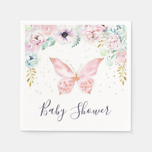 Pastellfarbene Blumen- und Schmetterlings-Baby-Par Serviette