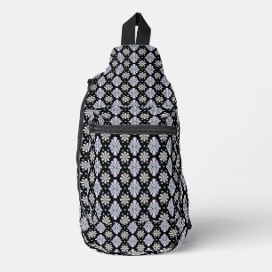 Pastellfarbene Blumenformen auf schwarzem Hintergr Crossbody Bag