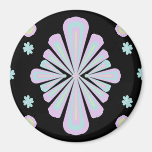 Pastellfarbene Blumenformen auf schwarzem Hintergr Magnet