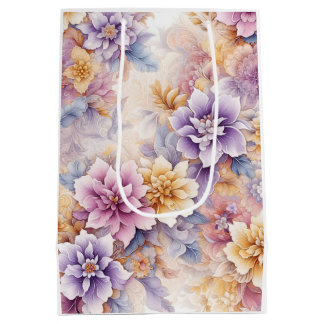 Pastellfarbene Blumengeschenktasche für sie Mittlere Geschenktüte