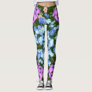 pastellfarbene Blumengestaltung D Grün BG Leggings