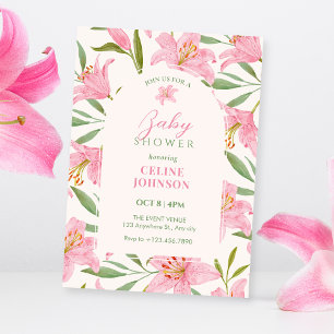 Pastellfarbene Blütenblüte Lilie rosa grün Babypar Einladung