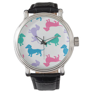 Pastellfarbene Dackeln Armbanduhr