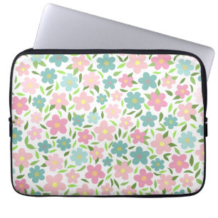 Pastellfarbene Ditsy-Blumen Shabby Chic Coquette Laptopschutzhülle