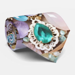 Pastellfarbene Edelsteine und Juwelen in Rosa und Krawatte