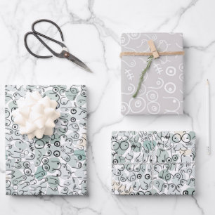 pastellfarbene feministische Brustfolie Geschenkpapier Set