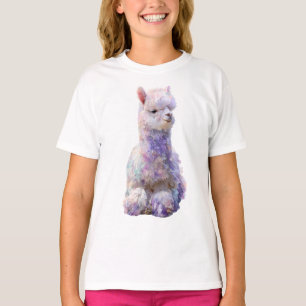 Pastellfarbene flauschige bemalte Alpaka-Kinder T-Shirt