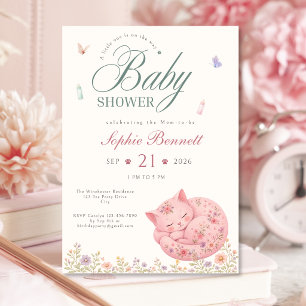 Pastellfarbene florale Babyparty-Einladung für Mäd Einladung