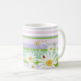 Pastellfarbene Gänseblümchen & Schmetterlinge – So Kaffeetasse