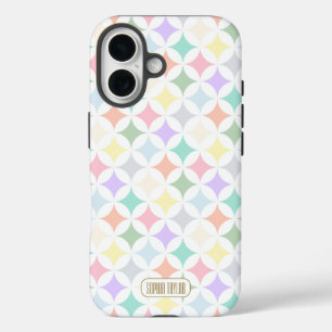 Pastellfarbene geometrische Kreise und Diamantmust iPhone 16 Hülle