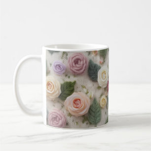Pastellfarbene Gestrickte Rosen-Tasse   Cozy Flora Kaffeetasse