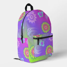 Pastellfarbene Gradienten Blumen und Schmetterling Bedruckter Rucksack