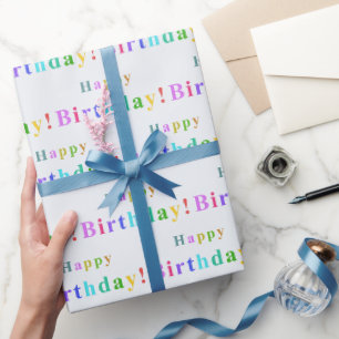 Pastellfarbene Happy Birthday-Typografie-Muster Geschenkpapier