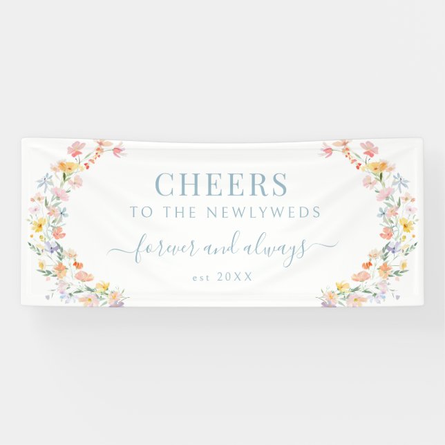 Pastellfarbene Hochzeit von Wildblume und Blume Banner (Horizontal)