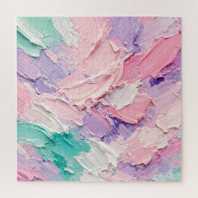 Pastellfarbene Impasto-Pinselstrich-Abstraktion (Vertikal)