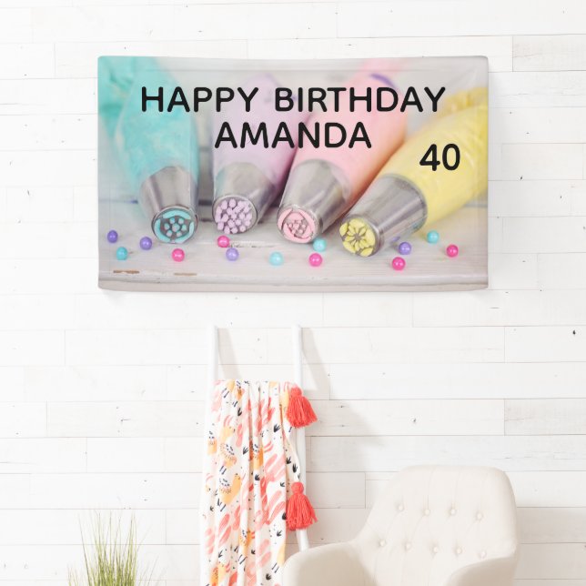 Pastellfarbene Kuchendekorationstools Geburtstag Banner (Insitu)