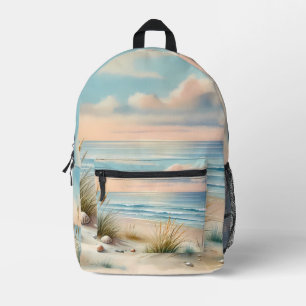 Pastellfarbene Küsten Dünen Aquarell Bedruckter Rucksack